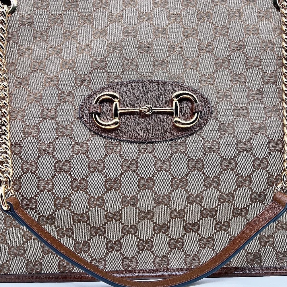 NEW Gucci Horsebit GG Supreme Monogram Canvas Large Top Handle Tote Bag - Picture 7 of 13